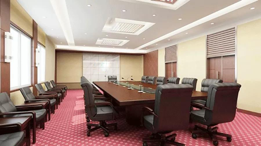 會議洽談空間&mdash;實木會議桌+黑色真皮會議椅